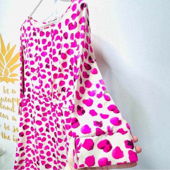 THE LIMITED Pink Off White Leopard Satin Sheath Dress 3/4 Sleeve Size 4 - Picture 6 of 14